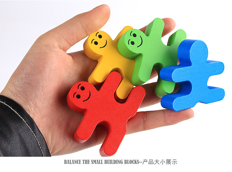 Wooden Children's Creative Balance Villain Bricks Pro Jenga Toy Cartoon Character Color Building Blocks Factory Wholesale
