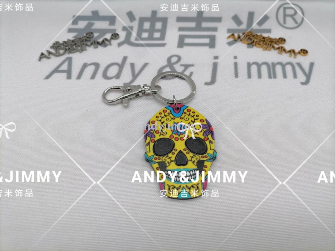 Anaglyph acrylic key chain, skull head flower decoration, factory direct Anaglyph acrylic key chain, skull head flower decoration, factory direct