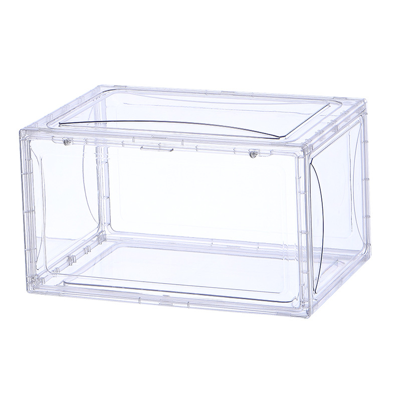 Magnetic-Suction Home High-Top Basketball Shoe Box Moisture-Proof Dustproof Plastic Acrylic Transparent Storage Shoe Box Display Shoe Cabinet