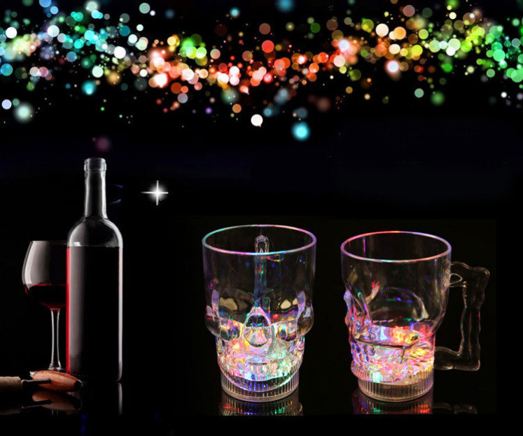 Water Sensing Skull Cup Pouring Water and Bright Luminous Cup Colorful Acrylic Luminous Water Cup New Teqi Toy