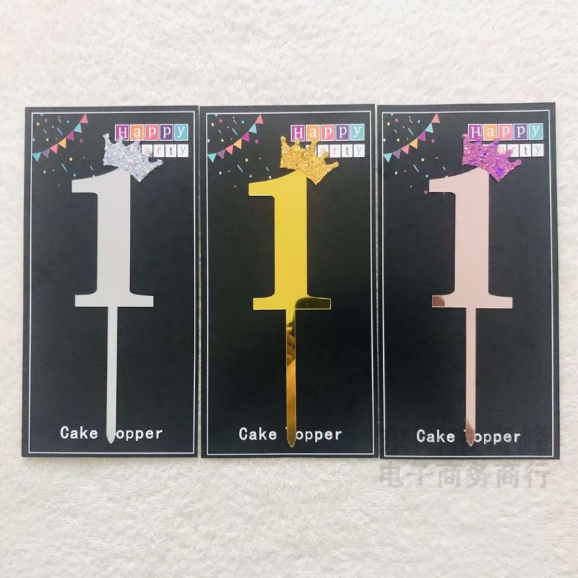 Cake Insert Cards Cake Insert Sign Cake Insert Decorative Flag Birthday Plug-in Components Acrylic Decorative Flag Digital Happy Birthday 012345