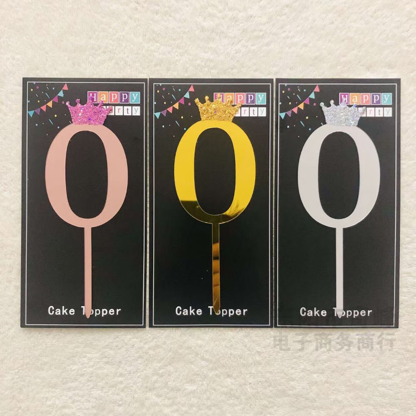 Cake Insert Cards Cake Insert Sign Cake Insert Decorative Flag Birthday Plug-in Components Acrylic Decorative Flag Digital Happy Birthday 012345