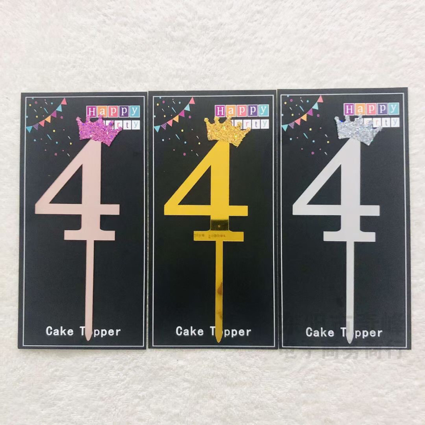 Cake Insert Cards Cake Insert Sign Cake Insert Decorative Flag Birthday Plug-in Components Acrylic Decorative Flag Digital Happy Birthday 012345