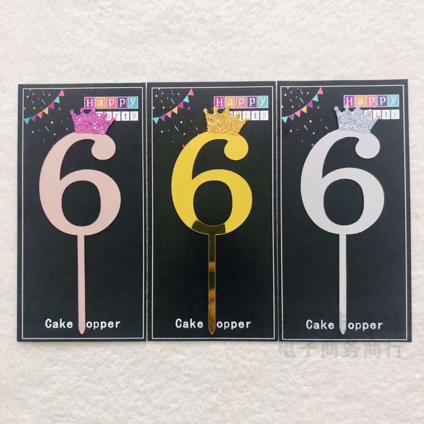 Cake Insert Cards Cake Insert Sign Cake Insert Decorative Flag Birthday Plug-in Components Acrylic Decorative Flag Digital Happy Birthday 012345