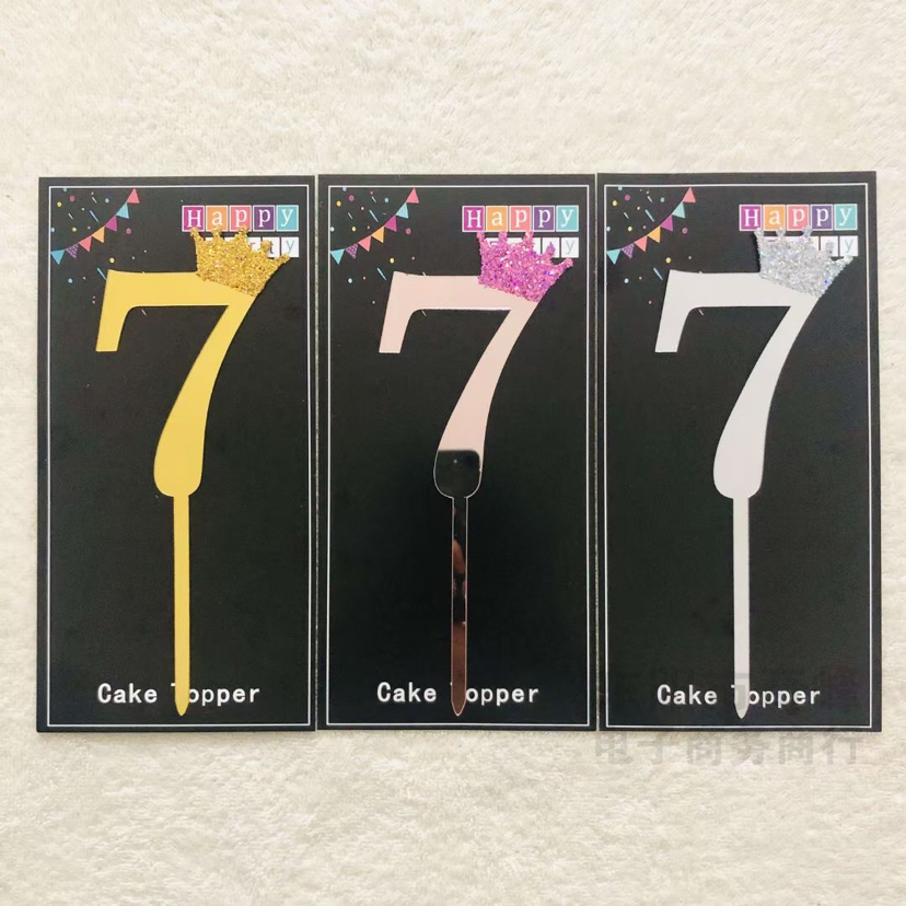 Cake Insert Cards Cake Insert Sign Cake Insert Decorative Flag Birthday Plug-in Components Acrylic Decorative Flag Digital Happy Birthday 012345