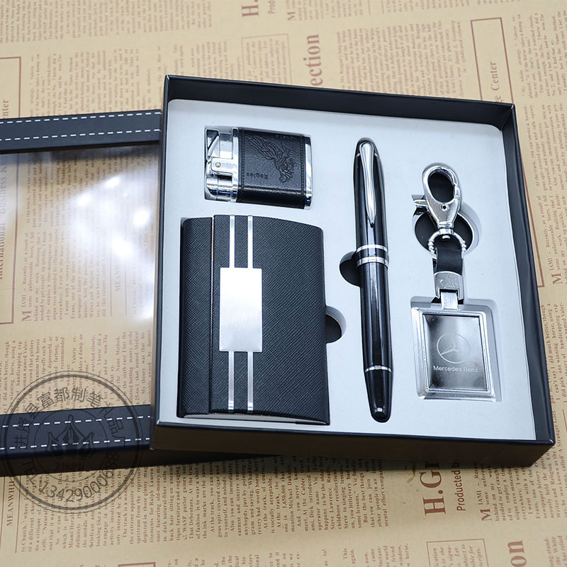 Supply the lighter with card case key chain metal pen creative business gifts suit 