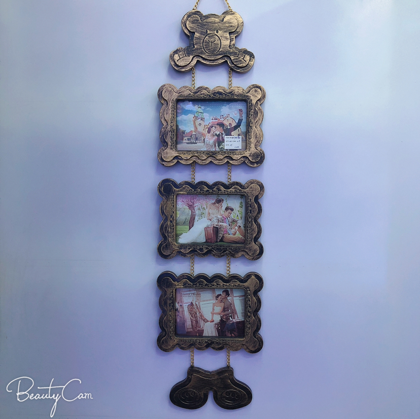 Haotao Photo Frame Ht9361 Pattern Big Wave Three-Piece Photo Frame 7-Inch (Retro)