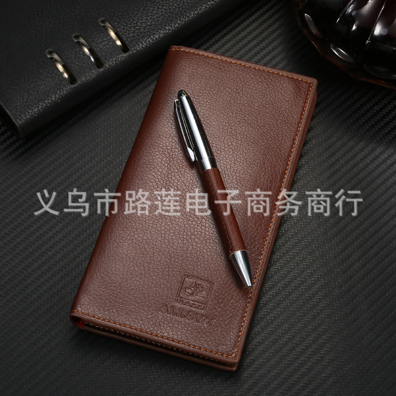 Business card case key ring set leather gift wallet signature pen advertising customization