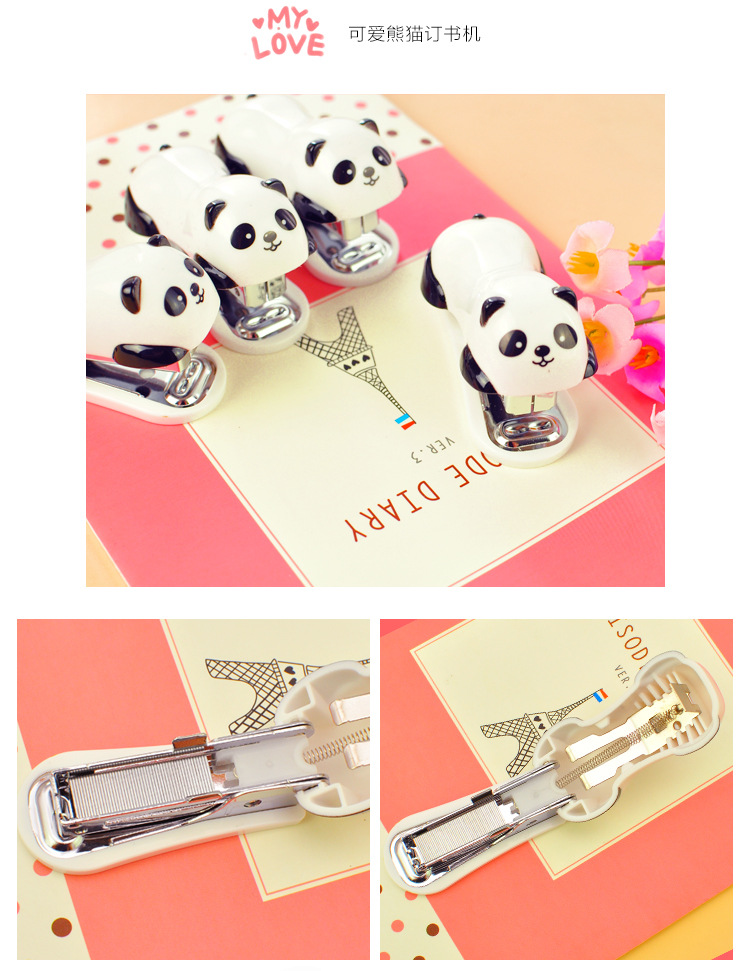 Super cute super cute cartoon Panda cartoon mini stapler Kit mini stapler QH