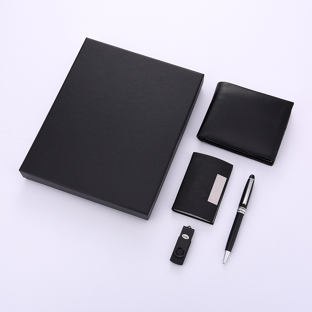 Practical Winery Enterprise School Business Activity Business Card Case U Disk Wallet Gift Set Custom Logo Wholesale