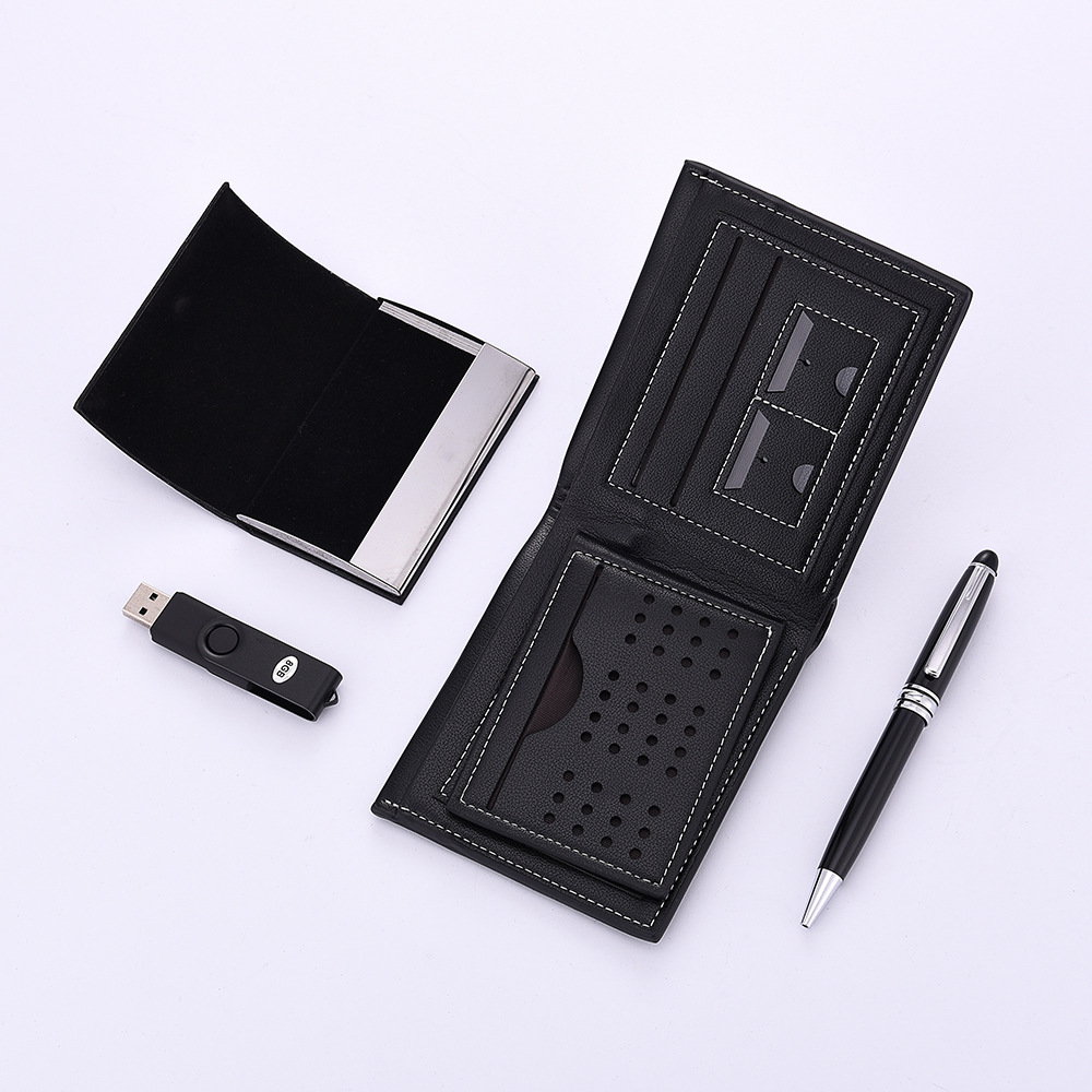 Practical Winery Enterprise School Business Activity Business Card Case U Disk Wallet Gift Set Custom Logo Wholesale