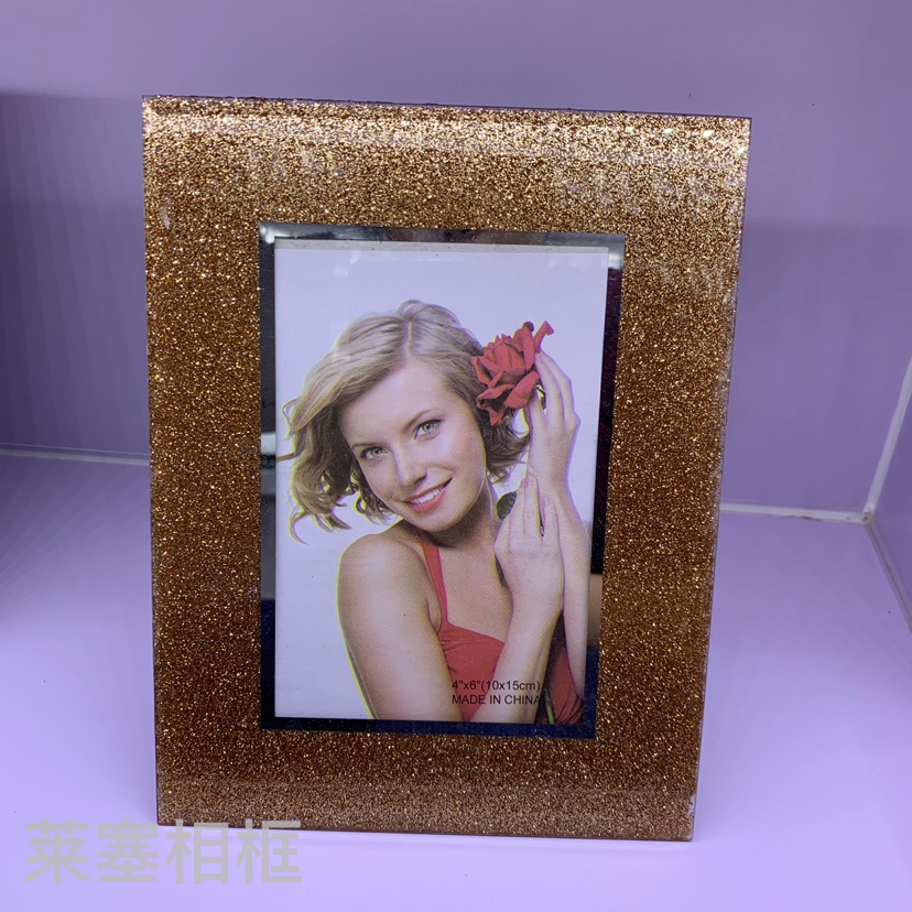 Double Mirror Edge Silver Glitter Creative Decoration Photo Home Decorative Gift Living Room Bedroom Crafts Glass Photo Frame