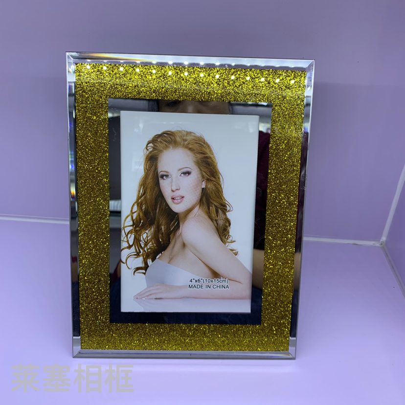 Double Mirror Edge Silver Glitter Creative Decoration Photo Home Decorative Gift Living Room Bedroom Crafts Glass Photo Frame