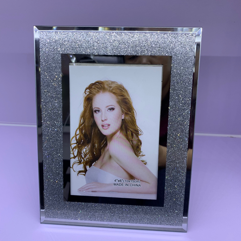 Double Mirror Edge Silver Glitter Creative Decoration Photo Home Decorative Gift Living Room Bedroom Crafts Glass Photo Frame Double Mirror Edge Silver Glitter Creative Decoration Photo Home Decorative Gift Living Room Bedroom Crafts Glass Photo Frame