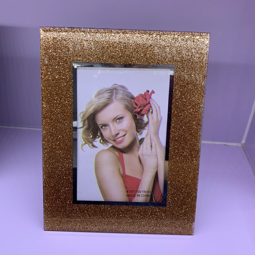 Double Mirror Edge Silver Glitter Creative Decoration Photo Home Decorative Gift Living Room Bedroom Crafts Glass Photo Frame Double Mirror Edge Silver Glitter Creative Decoration Photo Home Decorative Gift Living Room Bedroom Crafts Glass Photo Frame