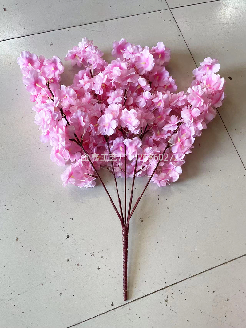 Silk flowers Long-Peach Sakura Artificial flower Pink Wedding Decoration Cherry blossom branch for home Decor wedding Ar