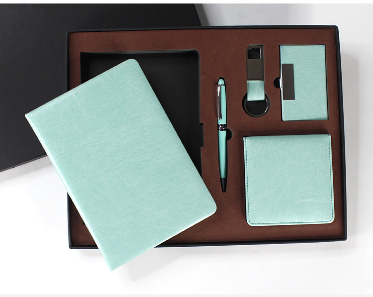 Business Notebook Gift Set Imitation Leather Surface Notepad Pen Keychain Business Card Case Note Box Set Business Notebook Gift Set Imitation Leather Surface Notepad Pen Keychain Business Card Case Note Box Set