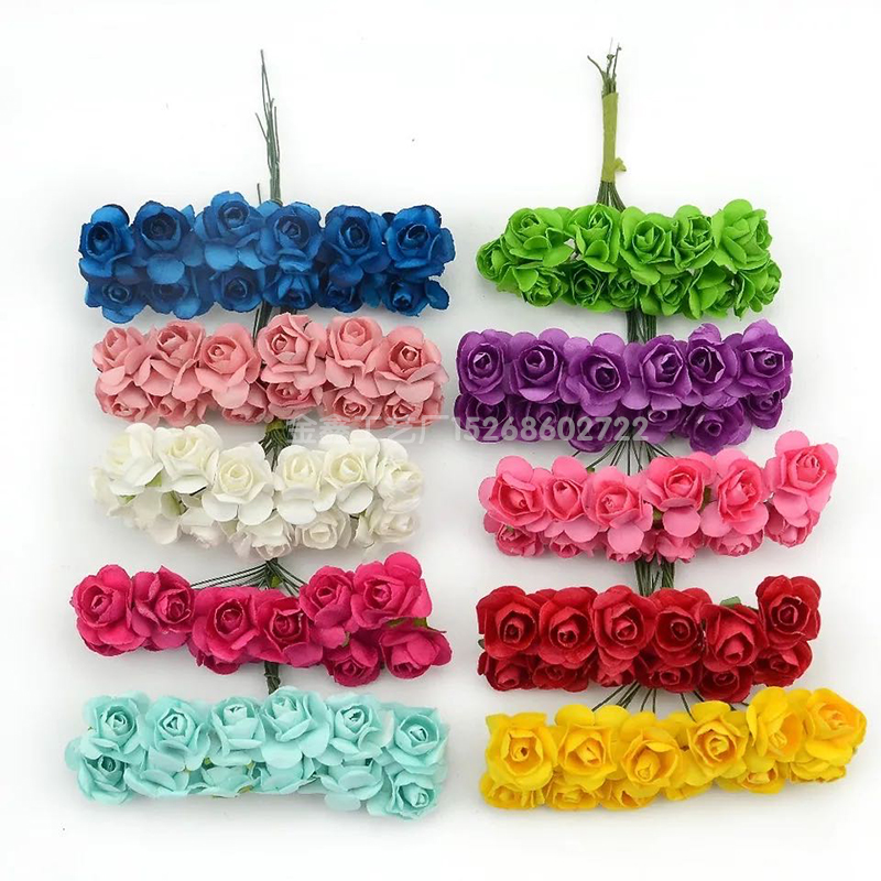 144 Pieces Artificial flowers MINI 1.5CM Paper roses wedding decorative flowers bouquet vases for home decor christmas g 144 Pieces Artificial flowers MINI 1.5CM Paper roses wedding decorative flowers bouquet vases for home decor christmas g