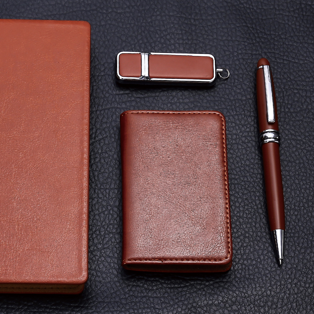 Brown PU Notebook Set Creative Card Case Gift Metal Ball Point Pen Business U Disk Gift Set Brown PU Notebook Set Creative Card Case Gift Metal Ball Point Pen Business U Disk Gift Set