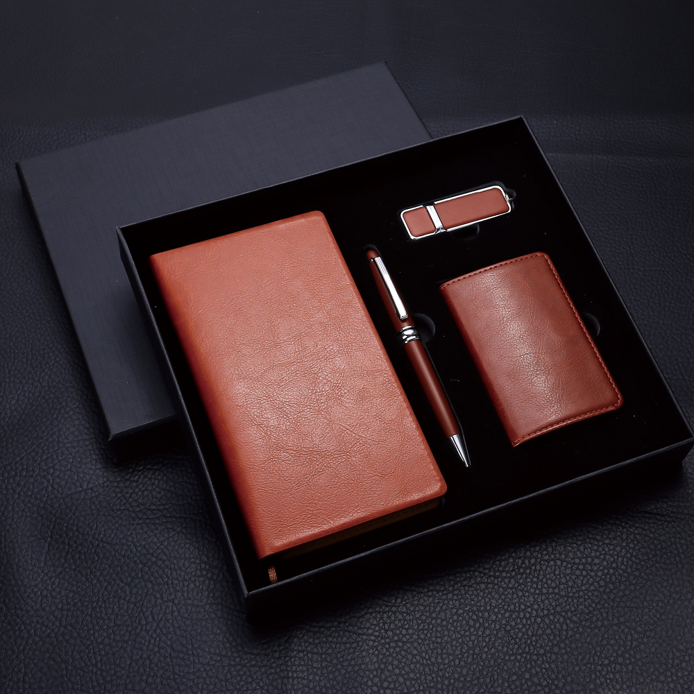 Brown PU Notebook Set Creative Card Case Gift Metal Ball Point Pen Business U Disk Gift Set Brown PU Notebook Set Creative Card Case Gift Metal Ball Point Pen Business U Disk Gift Set