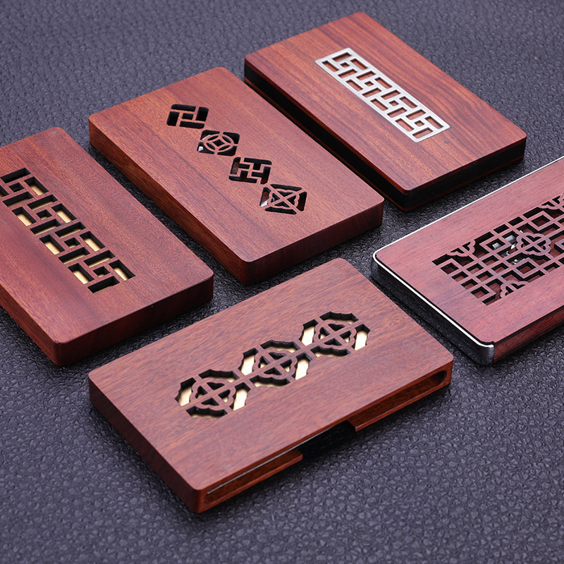 Customized Chinese Style Wooden Business Card Holder Unit Activity Celebration Practical Business Card Case Rosewood Personalized Creative Gift