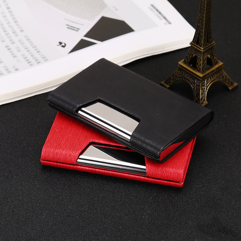 Women&#039;s Business Card Holder Men&#039;s Stainless Steel Leather Business Card Case Lettering
