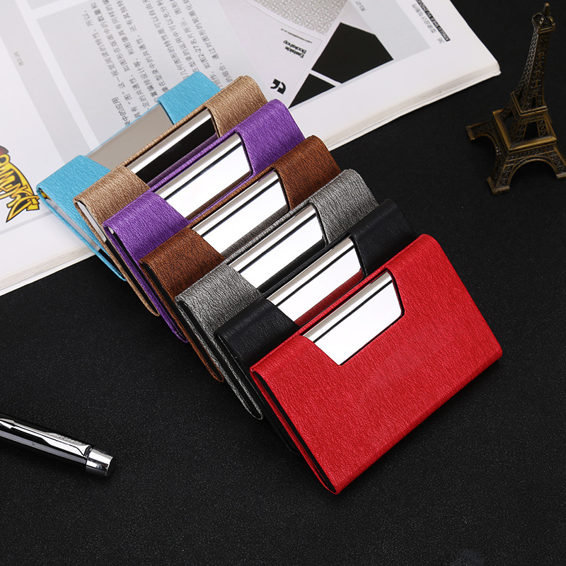 Women&#039;s Business Card Holder Men&#039;s Stainless Steel Leather Business Card Case Lettering