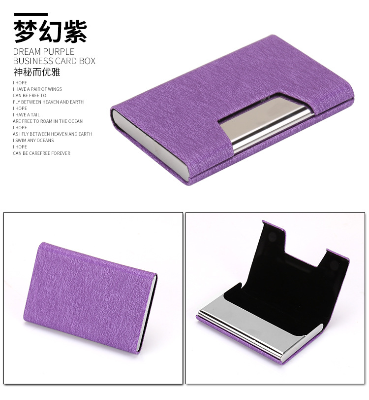 Women&#039;s Business Card Holder Men&#039;s Stainless Steel Leather Business Card Case Lettering