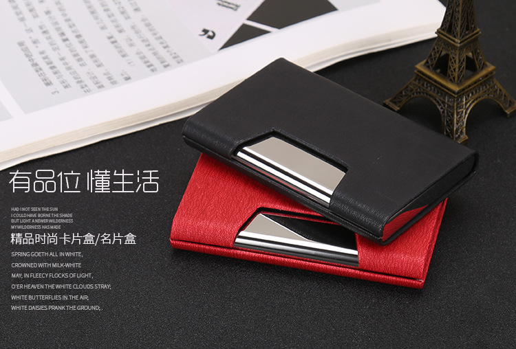 Women's Business Card Holder Men's Stainless Steel Leather Business Card Case Lettering Women's Business Card Holder Men's Stainless Steel Leather Business Card Case Lettering