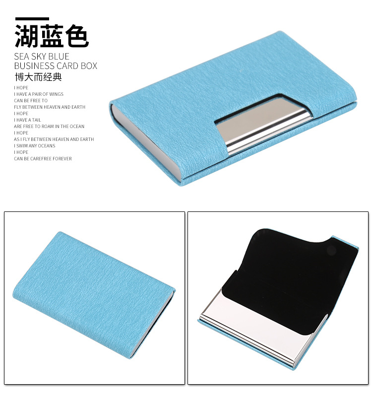 Women's Business Card Holder Men's Stainless Steel Leather Business Card Case Lettering Women's Business Card Holder Men's Stainless Steel Leather Business Card Case Lettering