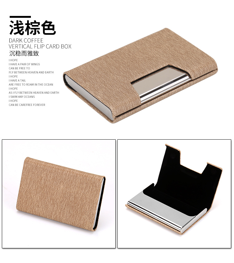 Women's Business Card Holder Men's Stainless Steel Leather Business Card Case Lettering Women's Business Card Holder Men's Stainless Steel Leather Business Card Case Lettering