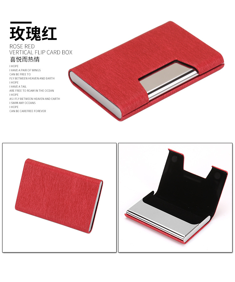 Women's Business Card Holder Men's Stainless Steel Leather Business Card Case Lettering Women's Business Card Holder Men's Stainless Steel Leather Business Card Case Lettering