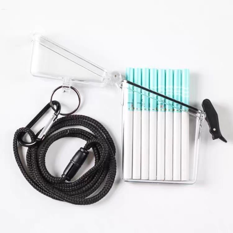 INS Style Cigarette Case Transparent Halter Waterproof Sealed Cigarette Case Business Card Case Chain Transparent 