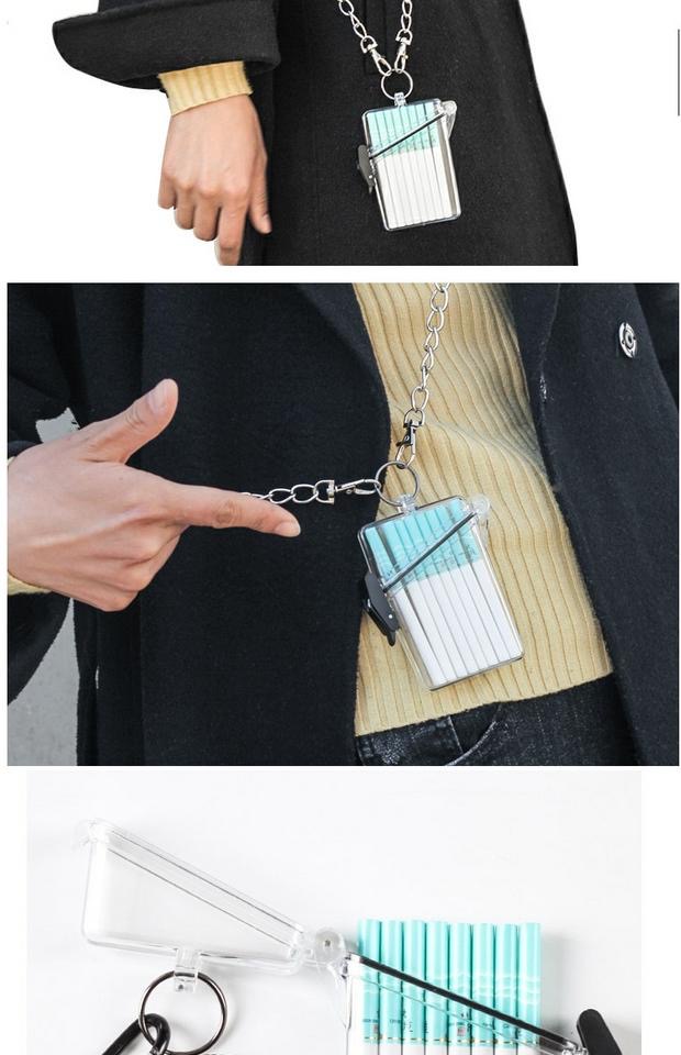 INS Style Cigarette Case Transparent Halter Waterproof Sealed Cigarette Case Business Card Case Chain Transparent INS Style Cigarette Case Transparent Halter Waterproof Sealed Cigarette Case Business Card Case Chain Transparent