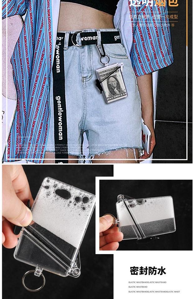 INS Style Cigarette Case Transparent Halter Waterproof Sealed Cigarette Case Business Card Case Chain Transparent INS Style Cigarette Case Transparent Halter Waterproof Sealed Cigarette Case Business Card Case Chain Transparent
