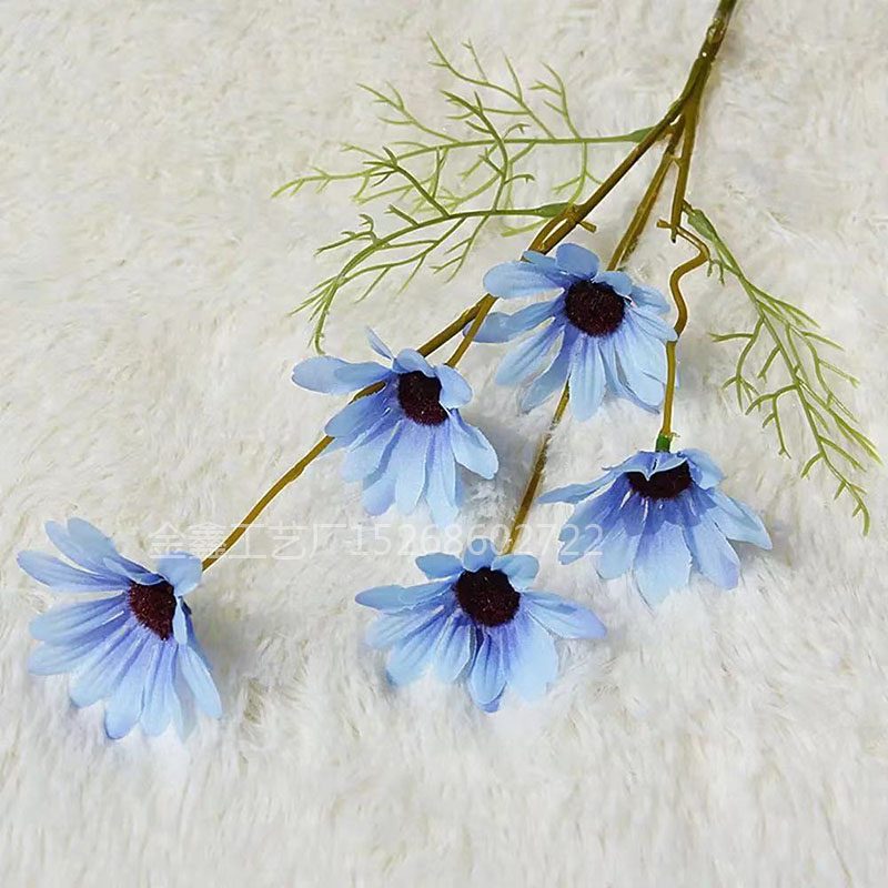5Heads Silk Dasiy Artificial Flowers Decorative Stamen Small Daisy for Wedding Decoration Home Decor Fake Flower