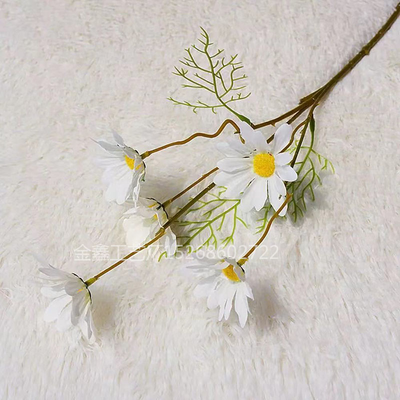 5Heads Silk Dasiy Artificial Flowers Decorative Stamen Small Daisy for Wedding Decoration Home Decor Fake Flower