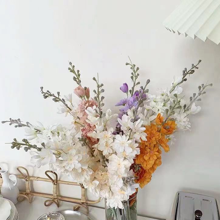 1 Bundle Artificial Plants Vases for Home Decor Christmas Wreath Decor Household Products Silk Delphinium Decorative Flo