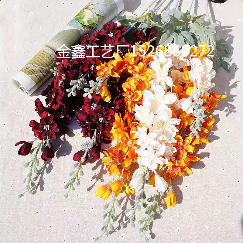 1 Bundle Artificial Plants Vases for Home Decor Christmas Wreath Decor Household Products Silk Delphinium Decorative Flo