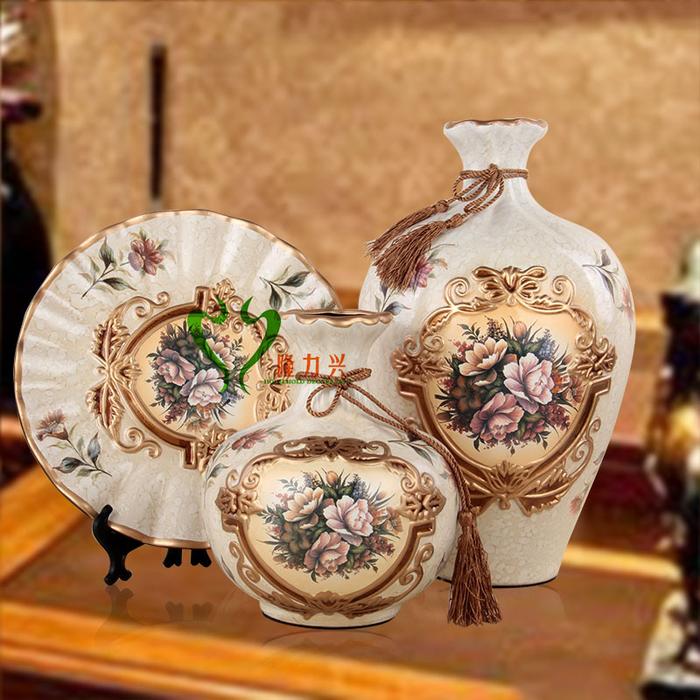 Gao Bo Decorated Home Ceramic three-piece creative ceramic vase ornaments the living room home decor gifts