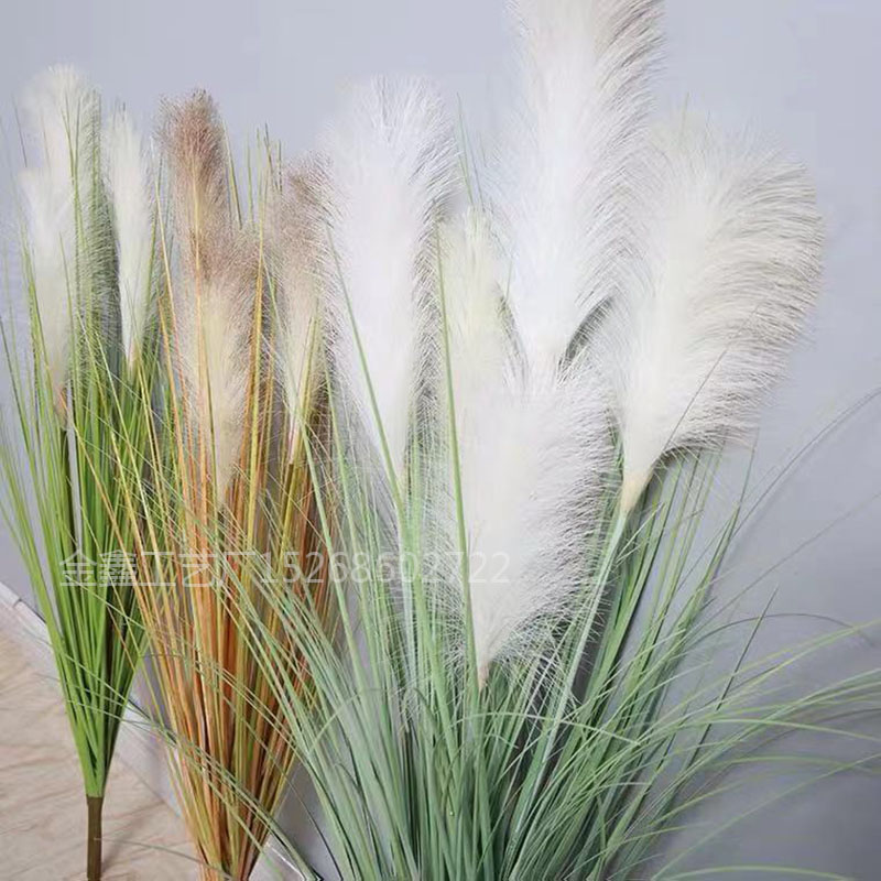 Wild reed branch Small Pampas Grass Phragmites Artificial Plants Wedding Flower Bunch for Home Decor Fake Flowers