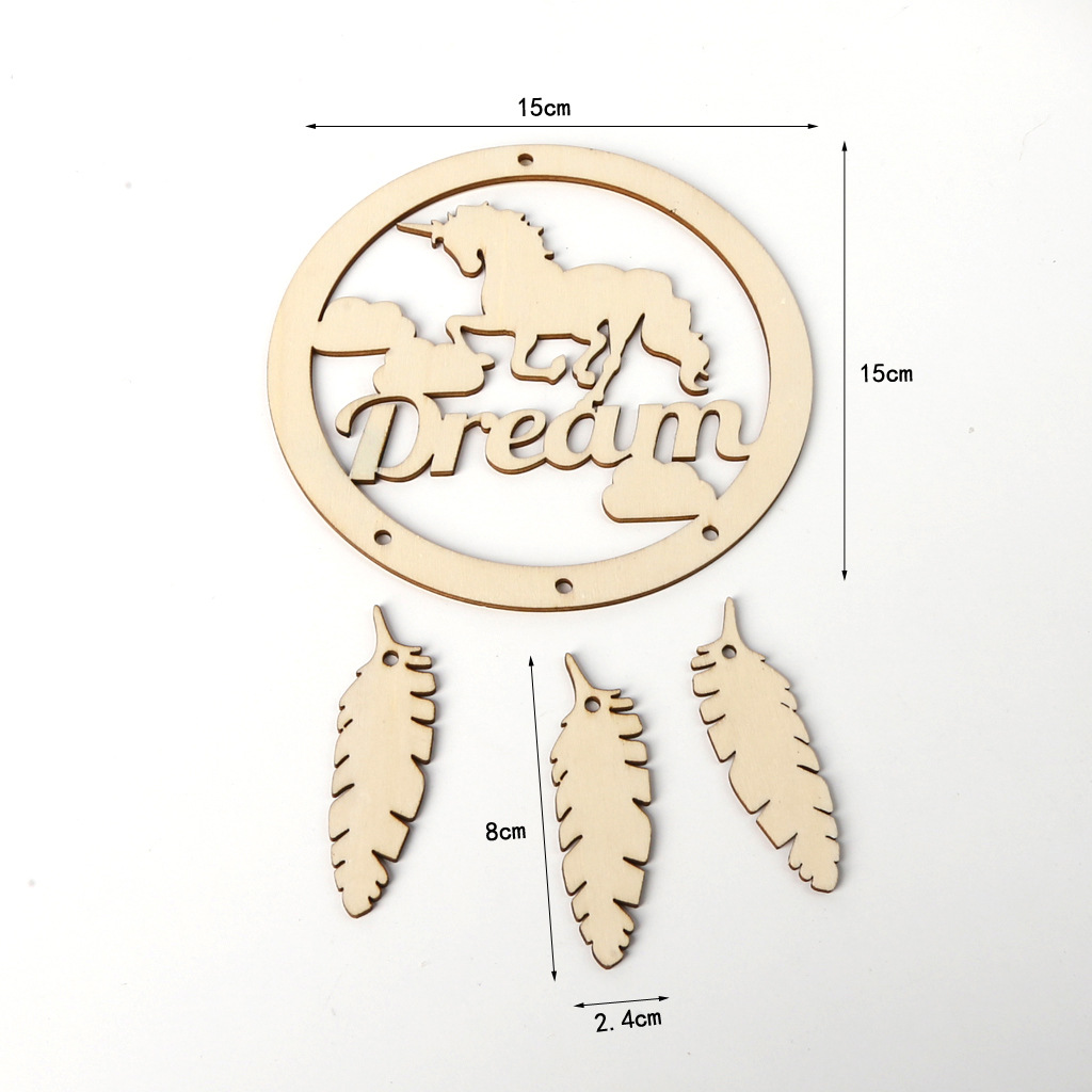 Wooden unicorn dream catcher DIY home decor pendant wooden dream catcher crafts