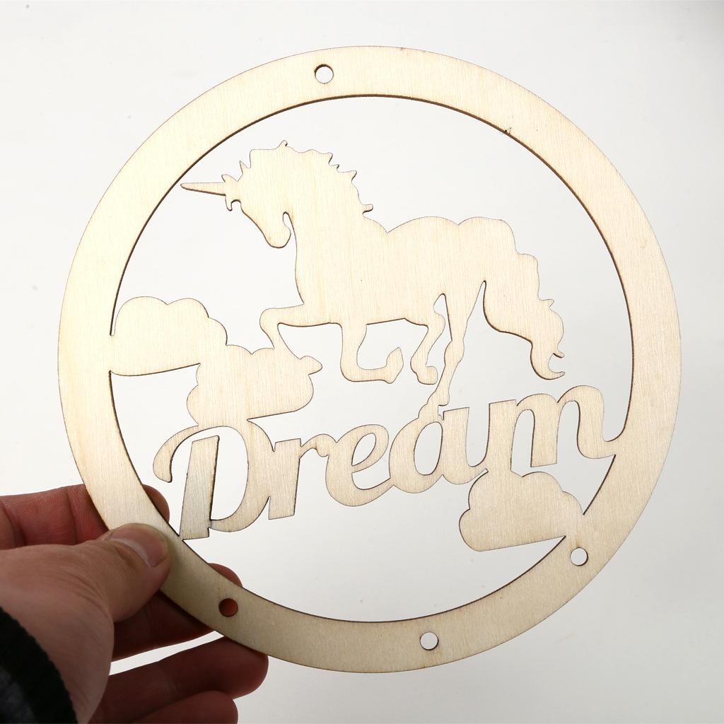 Wooden unicorn dream catcher DIY home decor pendant wooden dream catcher crafts