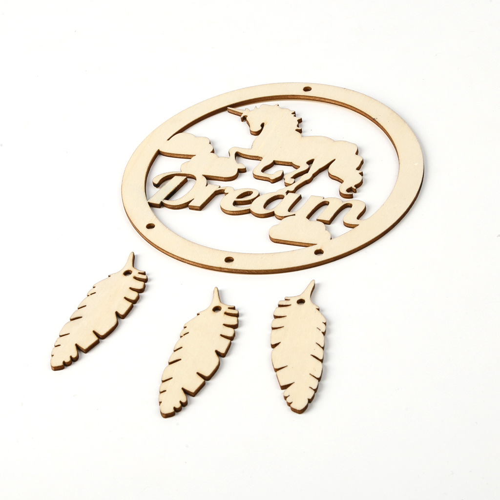 Wooden unicorn dream catcher DIY home decor pendant wooden dream catcher crafts