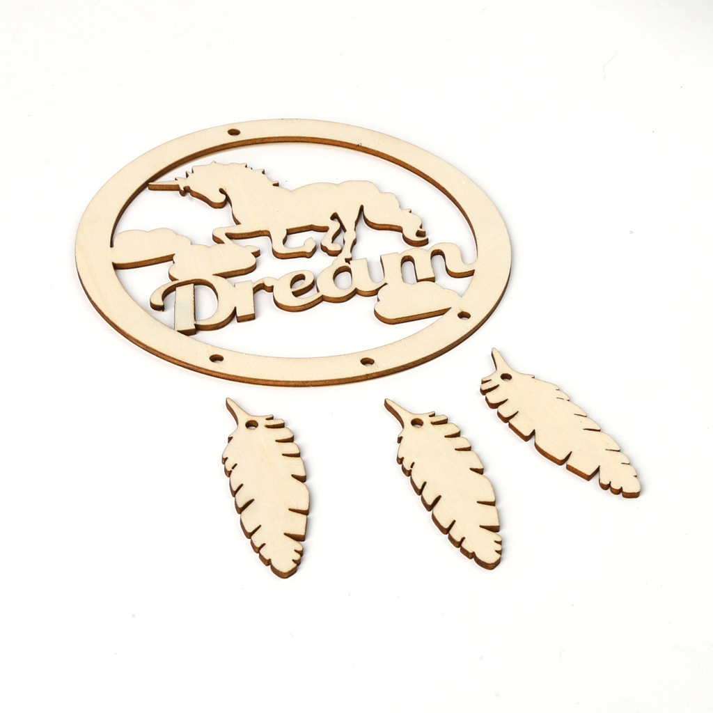 Wooden unicorn dream catcher DIY home decor pendant wooden dream catcher crafts