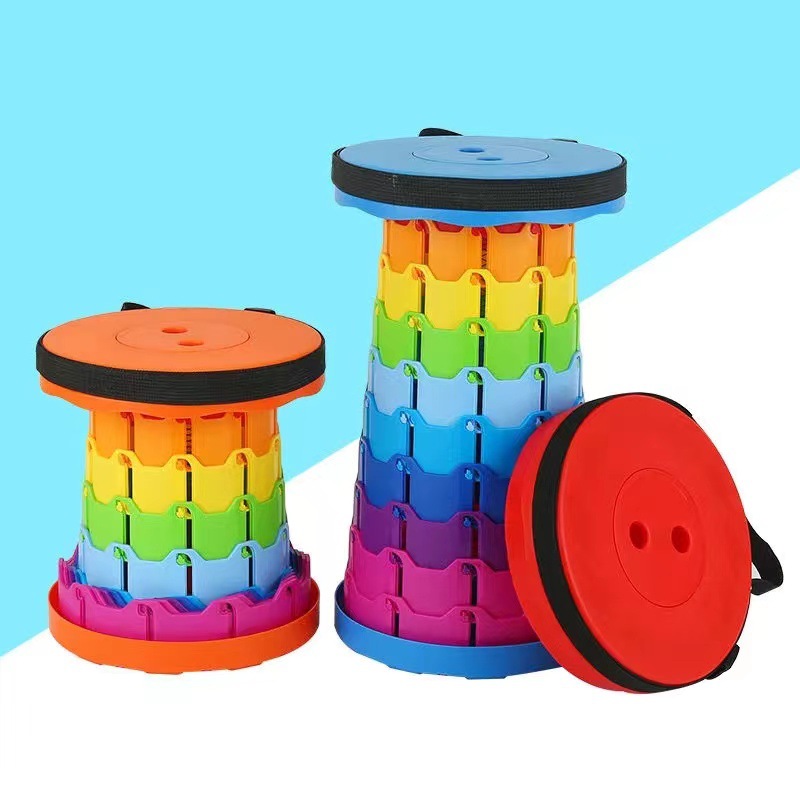 First-Hand Supply Outdoor Collapsible Stool Folding Stool Portable Fishing Stool High Maza Adjustable Telescopic Seat