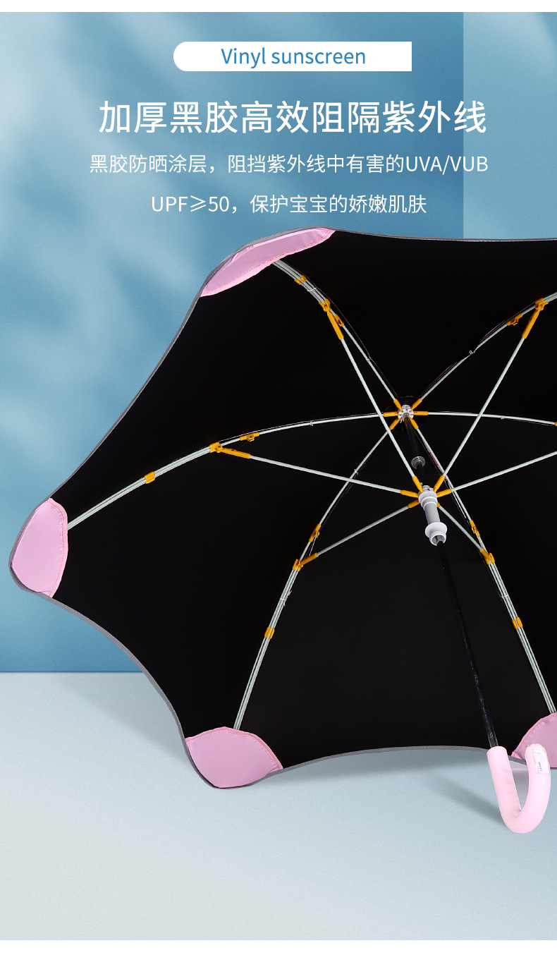 Creative New Children's Umbrella round Corner Children's Umbrella Children's Cartoon Umbrella Luminous Anti-Puncture Cartoon Umbrella