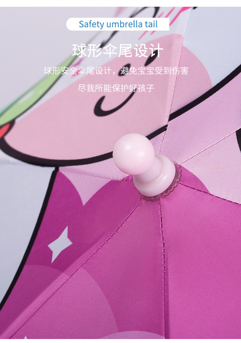 Creative New Children's Umbrella round Corner Children's Umbrella Children's Cartoon Umbrella Luminous Anti-Puncture Cartoon Umbrella