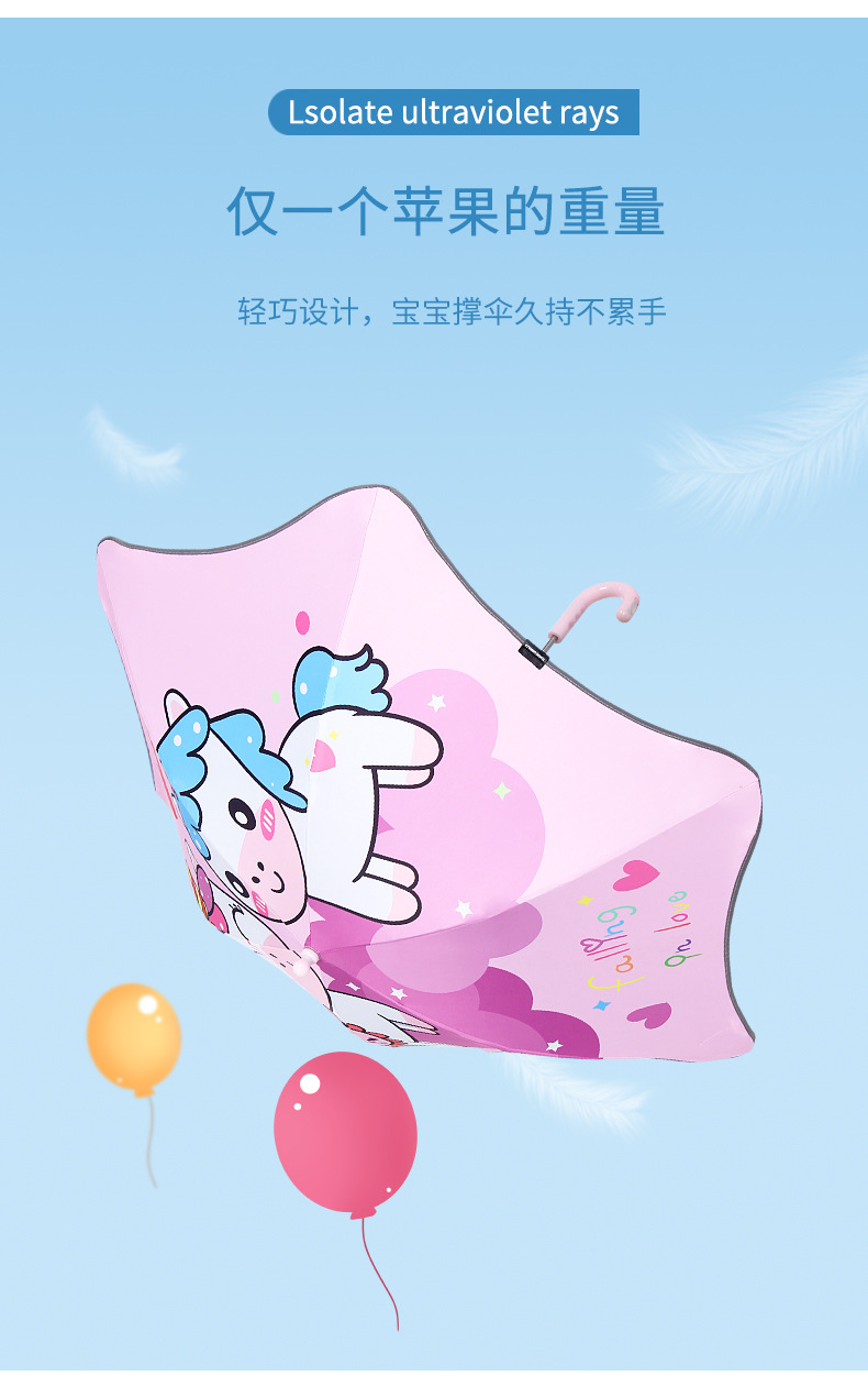 Creative New Children's Umbrella round Corner Children's Umbrella Children's Cartoon Umbrella Luminous Anti-Puncture Cartoon Umbrella