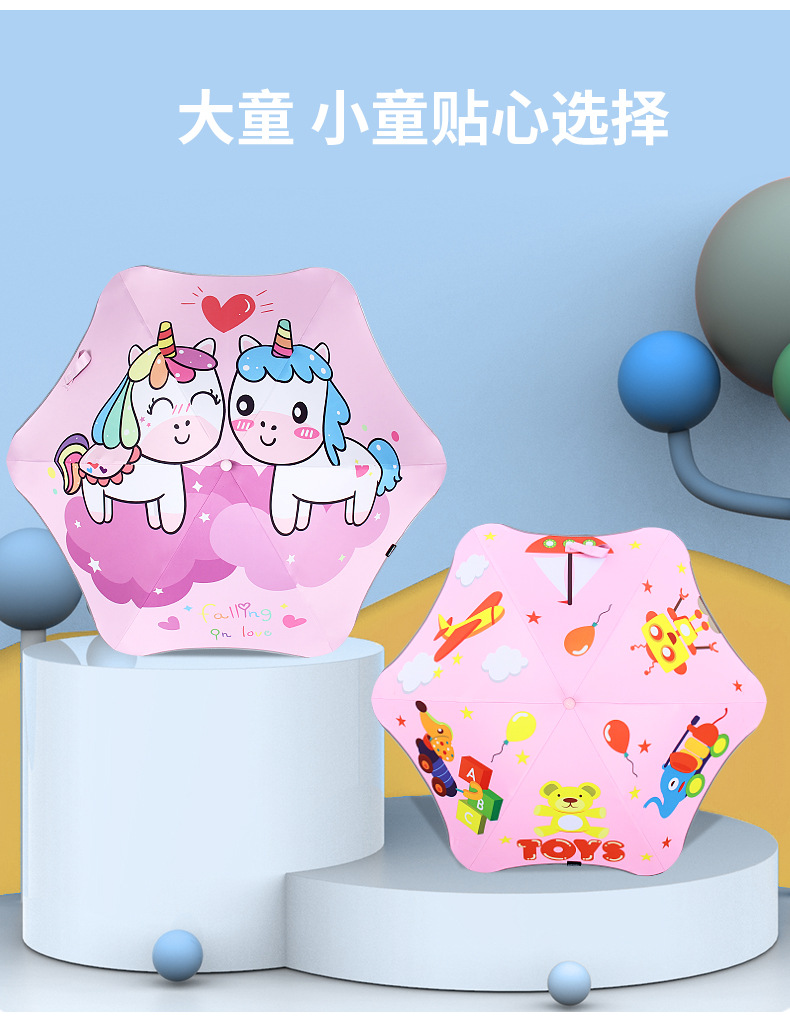 Creative New Children's Umbrella round Corner Children's Umbrella Children's Cartoon Umbrella Luminous Anti-Puncture Cartoon Umbrella